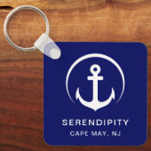 Modern Boat Anchor Navy Blue Sleutelhanger (Voorkant)