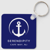 Modern Boat Anchor Navy Blue Sleutelhanger (Achterkant)