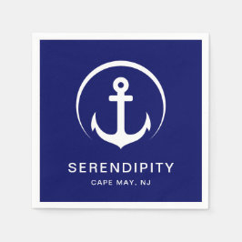 Modern Boat Anchor Navy Personalized Napkins Servet
