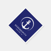 Modern Boat Anchor Navy Personalized Napkins Servet (Hoek)