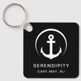 Modern Boat Anchor Zwart Sleutelhanger