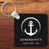Modern Boat Anchor Zwart Sleutelhanger (Voorkant)