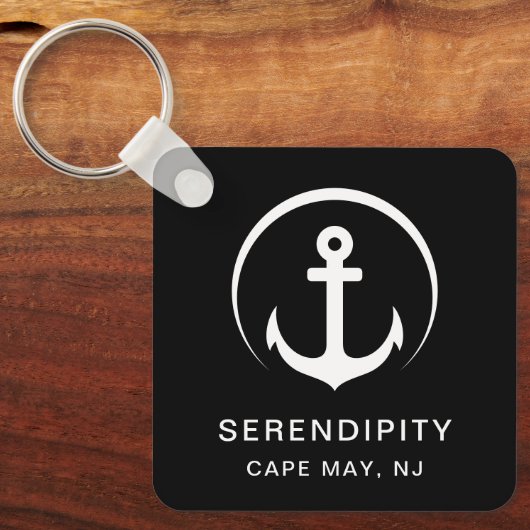 Modern Boat Anchor Zwart Sleutelhanger (Voorkant)