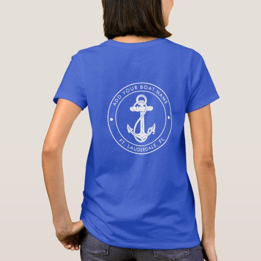 Modern Boat Name Nautical Anchor Matching Vacation T-shirt (Achterkant)