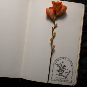 Modern Boek Bloem Van de Bibliotheek Van  Rubberstempel