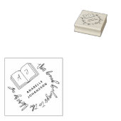 Modern boek ronde handgeschreven aangepaste biblio rubberstempel (Gestempeld)