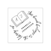 Modern boek ronde handgeschreven aangepaste biblio rubberstempel (Afrduk)