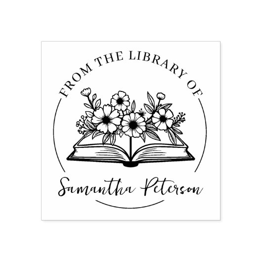 Modern boekplaat met wilde bloemen rubberstempel (Afrduk)