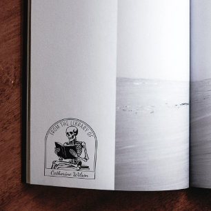 Modern Boekplaat Schedel Lezen Uit De Bibliotheek  Rubberstempel
