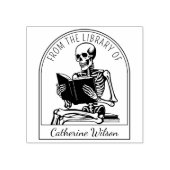Modern Boekplaat Schedel Lezen Uit De Bibliotheek Rubberstempel (Afrduk)