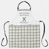 Modern Boerderij Grijs Gingham Persoonlijk Schort (Voorkant)