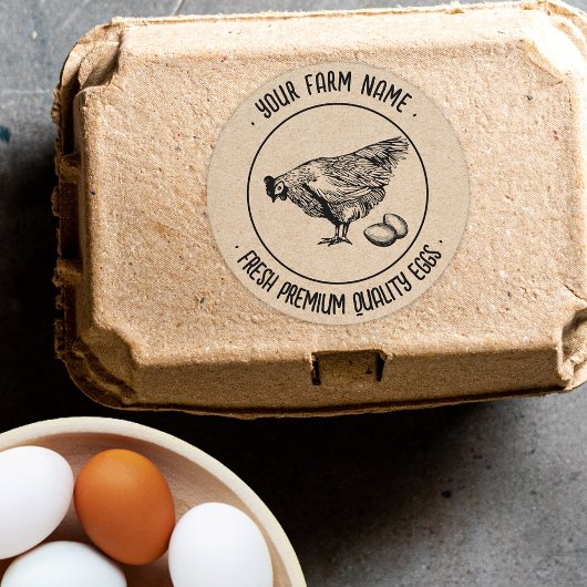 Modern  Boerderij Hen Egg Carton Antiek Ronde Sticker