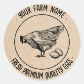 Modern  Boerderij Hen Egg Carton Antiek Ronde Sticker (Voorkant)