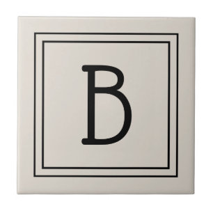 Modern Boerderij Monogram Gegrilde Tan & Zwarte In Tegeltje