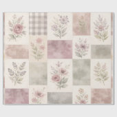 Modern boerderij pastel paarse quilt patchwork cadeaupapier (Vlak)