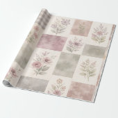 Modern boerderij pastel paarse quilt patchwork cadeaupapier (Uitgerold)