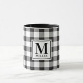 Modern Boerderij Zwart Buffalo Geruit Monogram Mok (Midden)
