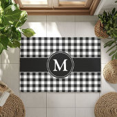 Modern boerderij zwart kariert monogram deurmat