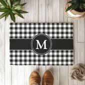 Modern boerderij zwart kariert monogram deurmat
