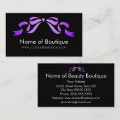 Modern boetiek Paarse en zwarte girly lint Visitekaartje (Voorkant / Achterkant)