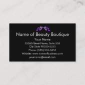 Modern boetiek Paarse en zwarte girly lint Visitekaartje (Achterkant)