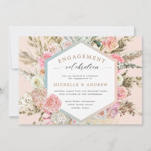 Modern Boheems Bloemen Verloving Uitnodiging (Voorkant)