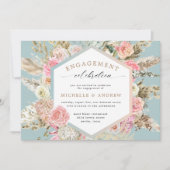 Modern Boheems Bloemen Verloving Uitnodiging (Voorkant)