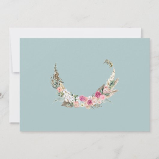 Modern Boheems Bloemen Verloving Uitnodiging (Achterkant)