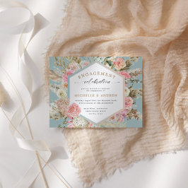 Modern Boheems Bloemen Verloving Uitnodiging