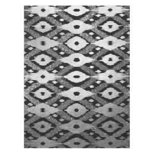 Modern Boheems Zilver Zwart Glitter Ikat Patroon Tafelkleed