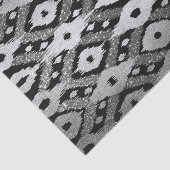Modern Boheems Zilver Zwart Glitter Ikat Patroon Tissuepapier (Detail)