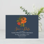 Modern Bohemen Oranje marine Floral Wedding Save The Date (Staand voorkant)