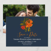 Modern Bohemen Oranje marine Floral Wedding Save The Date (Voorkant / Achterkant)
