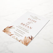 Modern Bohemen Roos Gold Foil Boho Wedding Folie Uitnodiging (Gedraaid)