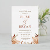 Modern Bohemen Roos Gold Foil Boho Wedding Folie Uitnodiging (Staand Voorkant)