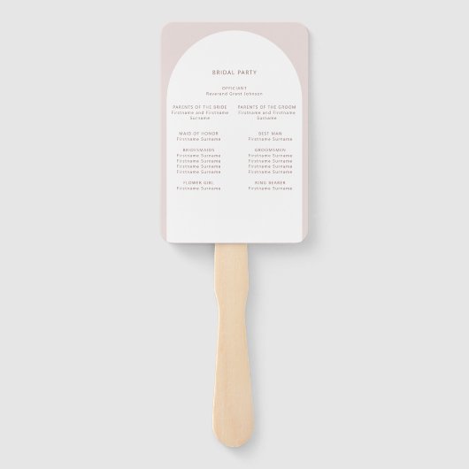 Modern Bohemian Arch Ceremony Programme Hand Fan Handwaaier (Achterkant)