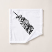 Modern Bohemian Black Tribal Feathers Bad Handdoek (Wasdoekje)