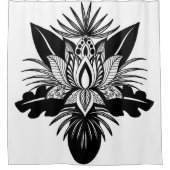 Modern Bohemian Black White Tropical Lotus Leaf Douchegordijn (Voorkant)