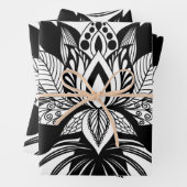 Modern Bohemian Black White Tropical Lotus Leaf Inpakpapier Vel (In situ)