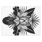 Modern Bohemian Black White Tropical Lotus Leaf Tafelkleed (Voorkant (Horizontaal))