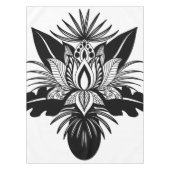 Modern Bohemian Black White Tropical Lotus Leaf Tafelkleed (Voorkant)