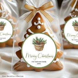 Modern Bohemian Botanical Christmas Round Labels