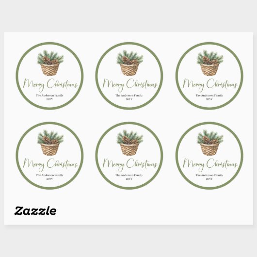 Modern Bohemian Botanical Christmas Round Labels (Vel)