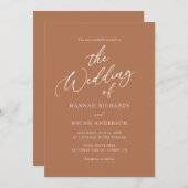 Modern Bohemian Burnt Oranje Wedding Kaart (Voorkant / Achterkant)