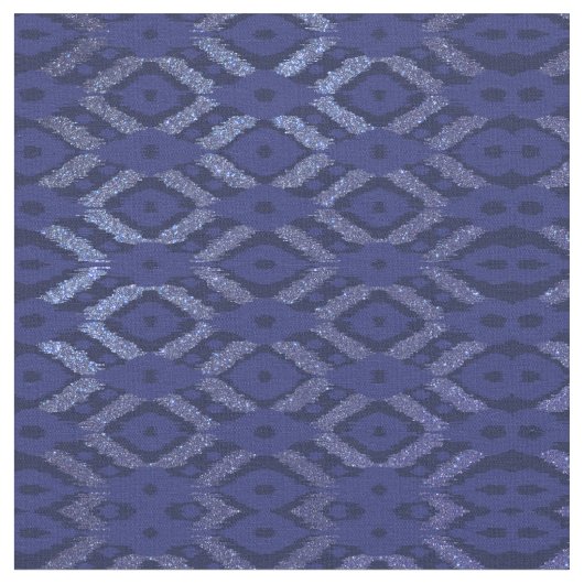 Modern Bohemian Cobalt Navy Glitter Ikat Pattern Stof (Close Up)