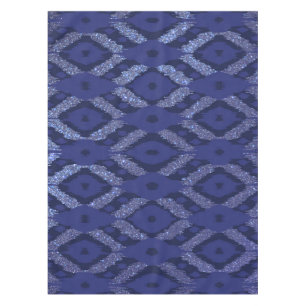 Modern Bohemian Cobalt Navy Glitter Ikat Pattern Tafelkleed
