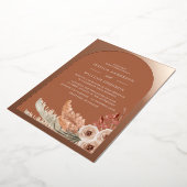 Modern Bohemian Floral Wedding Roos Gold Folie Uitnodiging (Gedraaid)