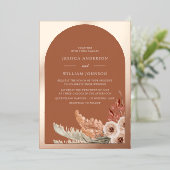 Modern Bohemian Floral Wedding Roos Gold Folie Uitnodiging (Staand Voorkant)