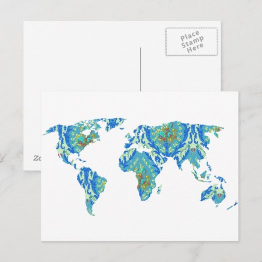Modern Bohemian Patterned | WERELDKAART | BRIEFKAA Briefkaart (Voorkant / Achterkant)