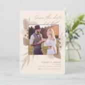 Modern Bohemian Photo Pampas Grass Save The Date (Staand voorkant)